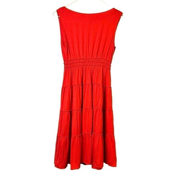 Max Studio V Neck Sleeveless Layered Red Sheath Dress Size Medium - Picture 2 of 3